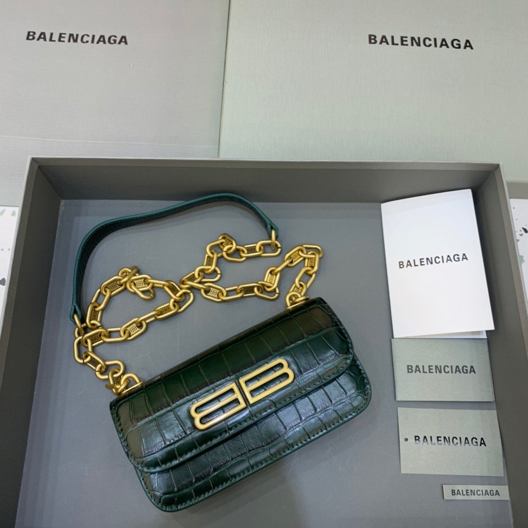 BLN-Ciaga Gossip Small On Chain Shoulder Bag Dark Green, For Women,  Bags 7.4in/19LO