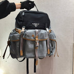 Prada 2026 Black Beige and Grey Fabric With Saffiano Leather 351880