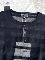 CC See-through Striped Short Sleeves T- shirt Cotton