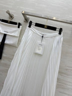 CC 25 Braided Vest And Pleated Skirt Multicolor Imported Fabric