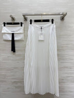 CC 25 Braided Vest And Pleated Skirt Multicolor Imported Fabric