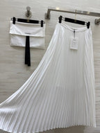 CC 25 Braided Vest And Pleated Skirt Multicolor Imported Fabric