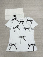 CC 25 Bow Knitted T-shirt Cotton