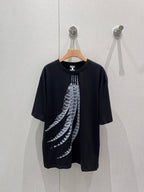 Loewe 25 Feather Printed Round Neck Short Sleeve T-shirt Cotton