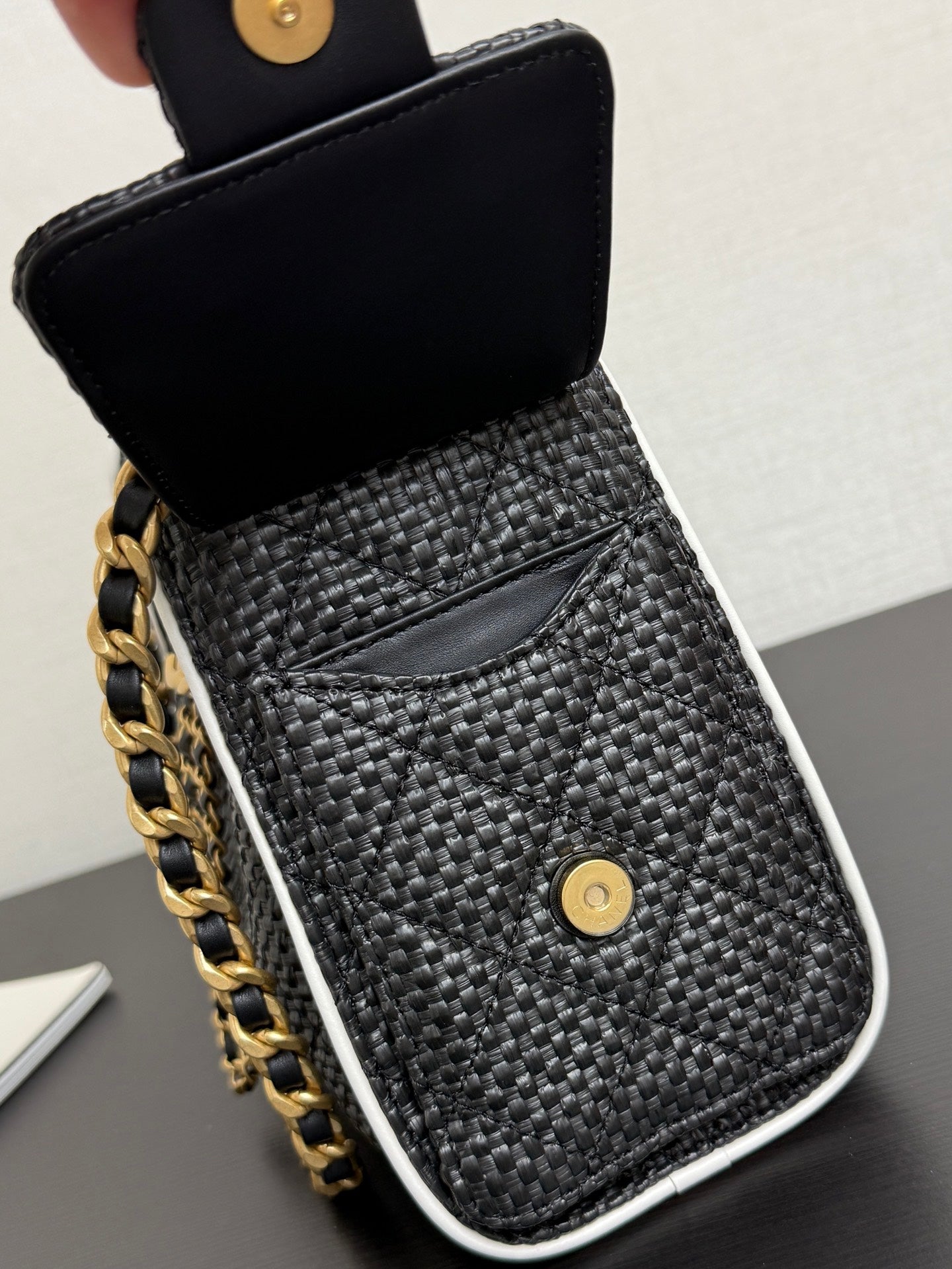 Chanel 2026 Hobo Bag 22cm Black in Straw Weaving