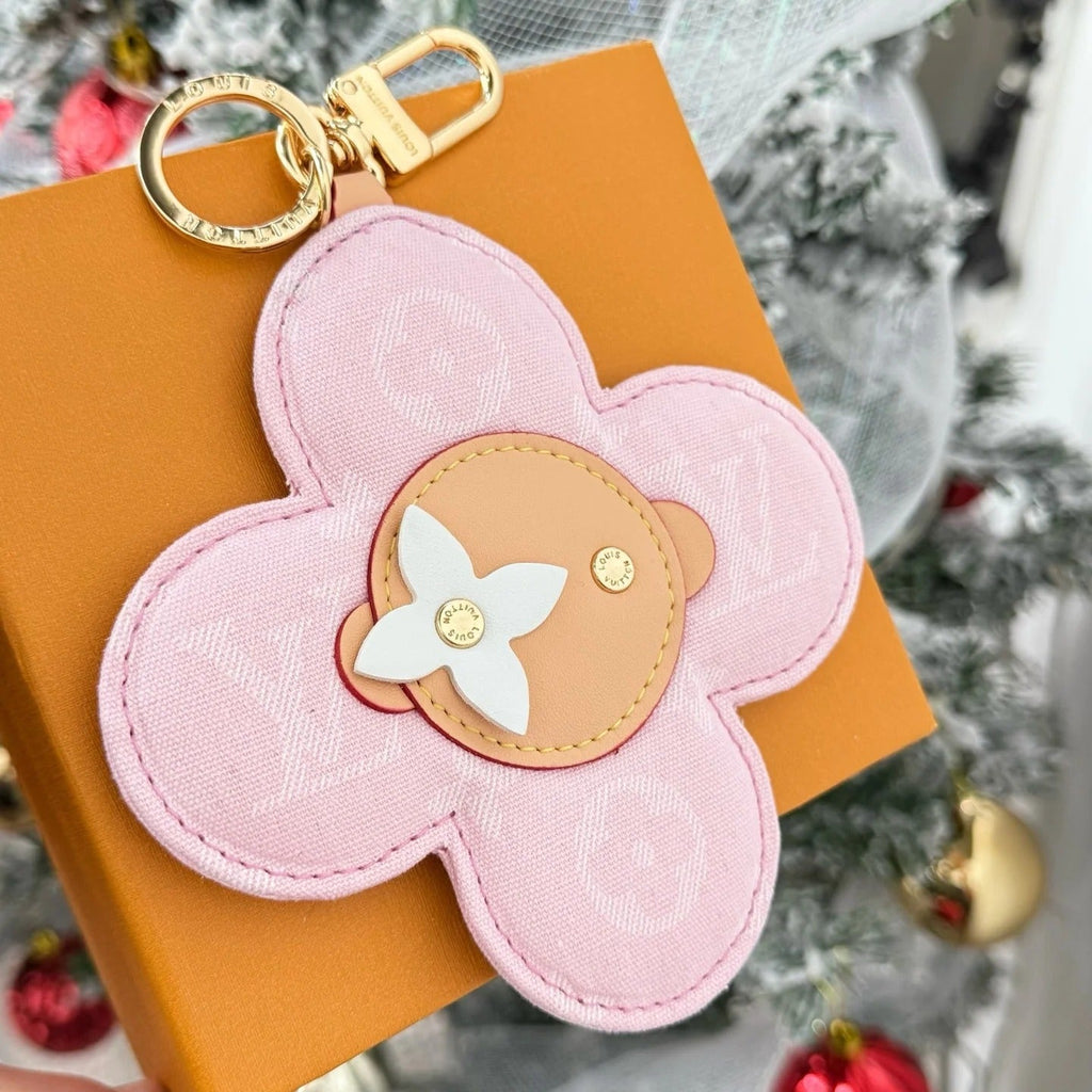 LV Vivienne Head Bag Charm in Monogram Pink Canvas