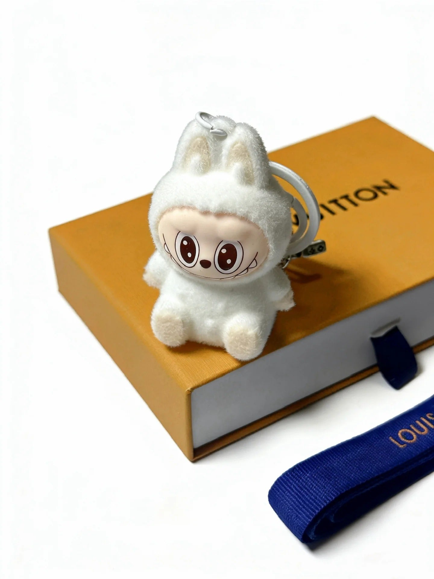 LV White Wool Labubu Charm