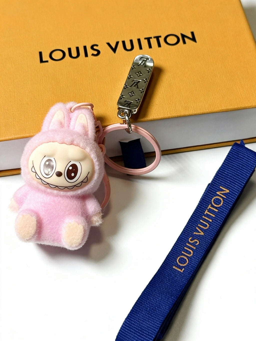LV Pink Wool Labubu Charm