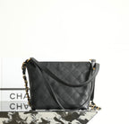 Chanel 25s Hobo Backpack Small Black Calfskin 340195