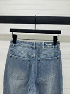 CHANEL HIGH-WAIST STRAIGHT-LEG DENIM PANTS