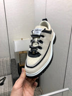 LOW TOP CASUAL SHOES IN BISQUE BEIGE LAMBSKIN AND SUEDE