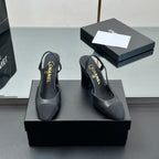 CC HIGH SLINGBACK 25S 90 MM IN BLACK FABRIC MIX LAMBSKIN