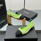 CC SLINGBACK 25S 25 MM IN GREEN FABRIC MIX TWEED