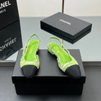 CC SLINGBACK 25S 25 MM IN GREEN FABRIC MIX TWEED