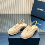 CHANEL 25S BACK STRAP MULE 15MM IN LIGHT BROWN SUEDE SILVER HARDWRE