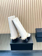 CHANEL 25S HIGH BOOTS 65MM IN WHITE CALFSKIN GOLD HARDWRE