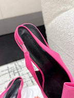 KNIFE CHEMISE 45MM SLINGBACK IN PUNCH PINK COTTON AND CALFSKIN