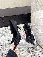 KNIFE KNOT 95MM PUMP IN BLACK STRETCH CUPRO AND NYLON JERSEY