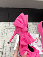 KNIFE KNOT 95MM PUMP IN BRIGHT PINK STRETCH CUPRO AND NYLON JERSEY