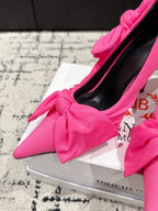 KNIFE KNOT 95MM PUMP IN BRIGHT PINK STRETCH CUPRO AND NYLON JERSEY