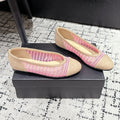 BALLET FLAT 25S IN PINK AND BEIGE RAFFIA
