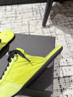 PRADA 25S DEXUN MULE IN LIME GREEN SUEDE LEATHER