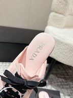 PRADA 25S DEXUN MULE IN LIGHT PINK SUEDE LEATHER