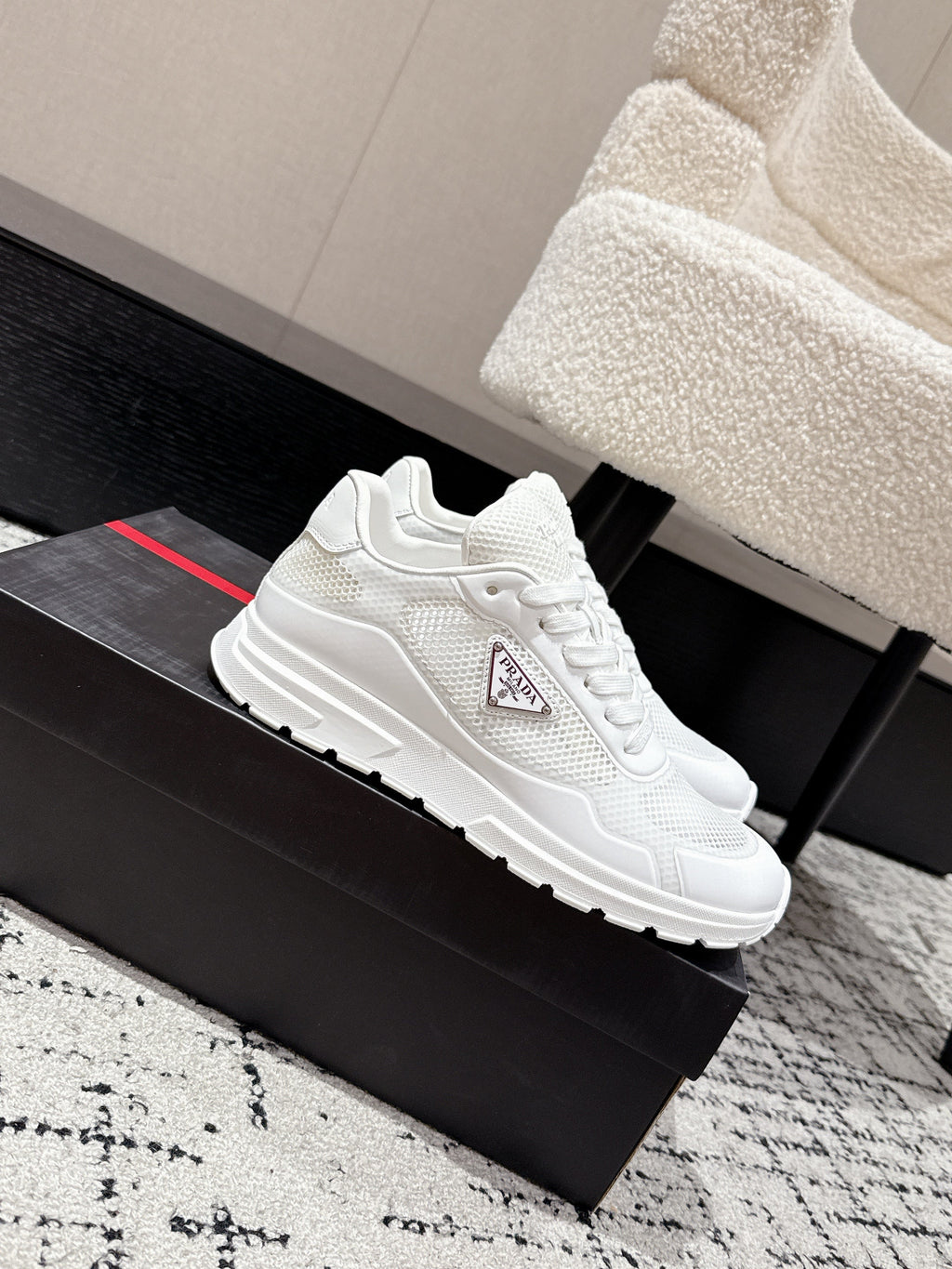 PRADA 25S MEN SNEAKERS IN WHITE CANVAS