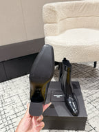 YSL 25S HEELED ANKLE BOOTS 70 MM IN BLACK SHINY LAMBSKIN