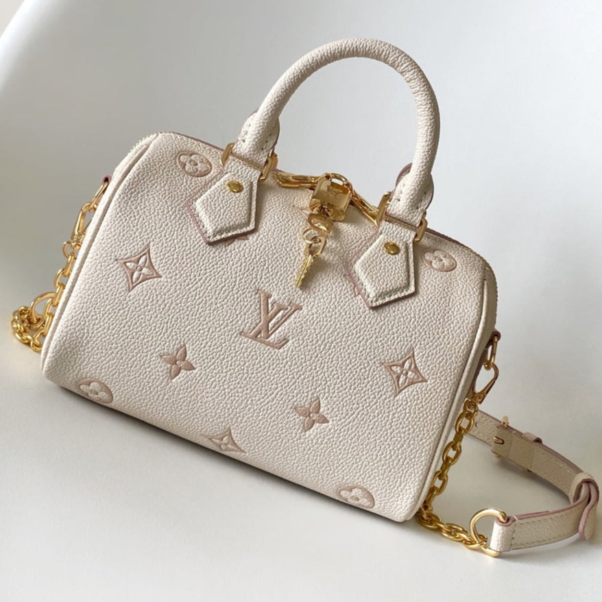 LV Speedy 20 Bandoulière Bag Beige Embossed cowhide 252519