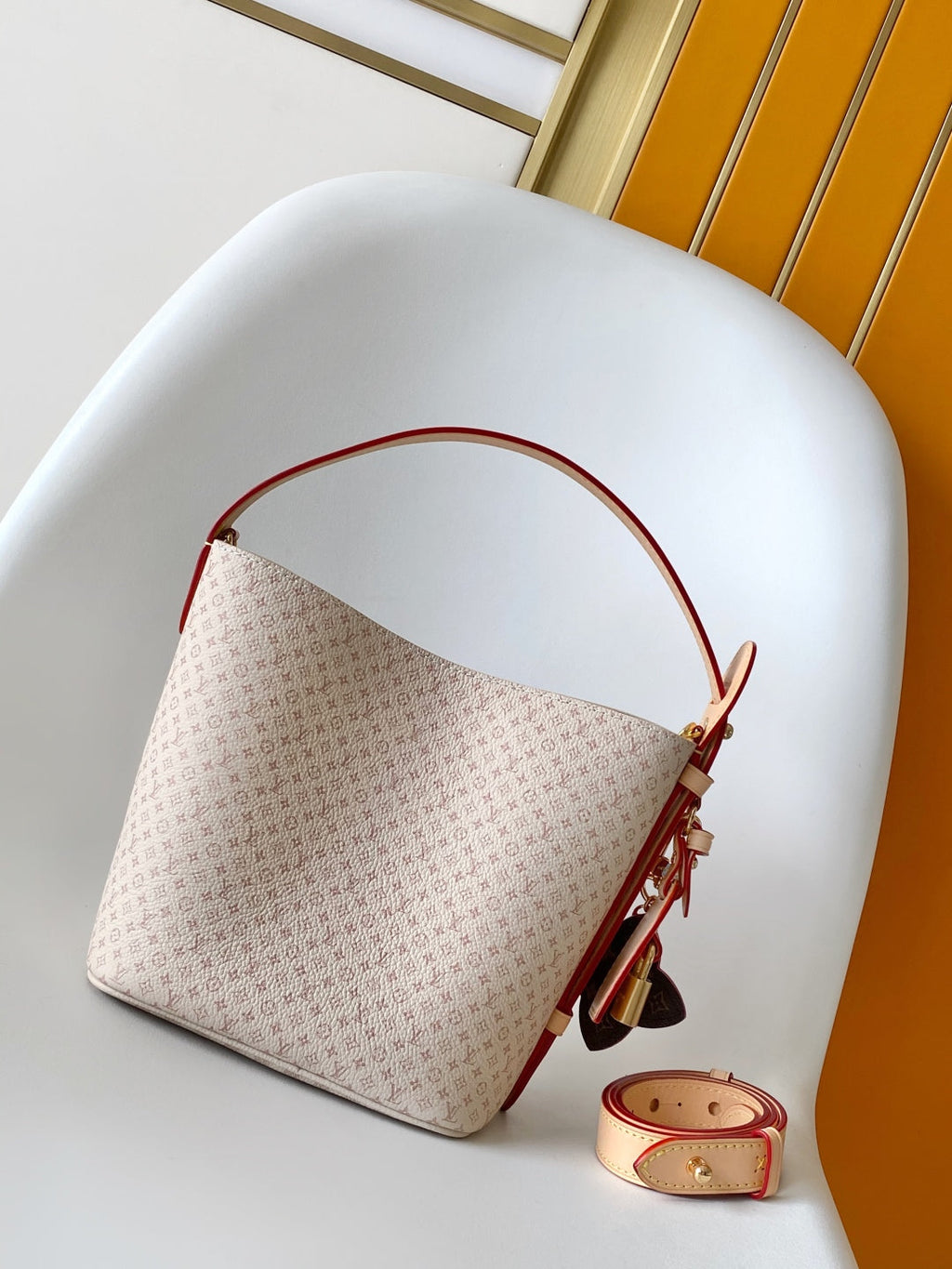 LV M15130 All In BB 16cm Sand Color Romance Pattern Cowhide GHW