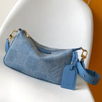 LV Pochette Accessories XL Denim Blue Cotton 3D Effect Damier Denim Pattern GHW