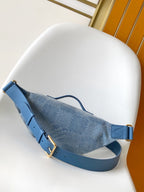 LV Rush Bumbag Denim Blue Cotton 3D Effect Damier Denim Pattern