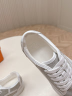 HM 25S SNEAKER LOW SPORTS IN GREY CANVAS MIX WHITE LAMBSKIN