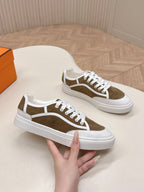 HM 25S SNEAKER LOW SPORTS IN BROWN SUEDE MIX WHITE LAMBSKIN