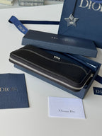 DIOR 25S SADDLE LONG ZIPPED WALLET 19 IN BLACK GRAINED CALFSKIN MARQUETRY