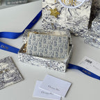 CD 30 Montaigne Coin Purse Key Bag Grey White Jacquard GHW