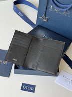CD Oblique Passport Holder Black Jacquard Cowhide
