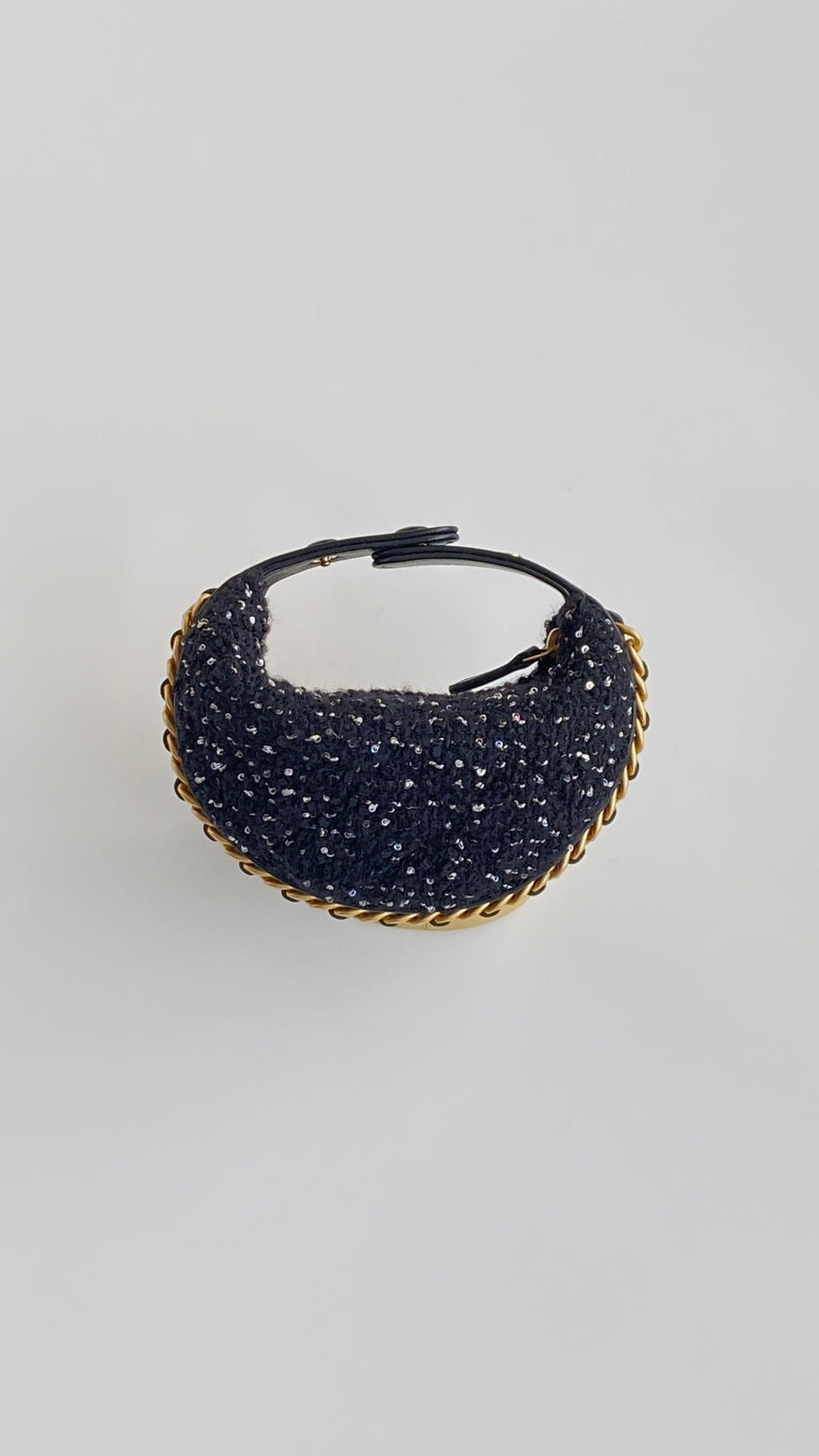 CC Mini Crescent Carry-on Bag 13 Dark Blue Wool Tweed