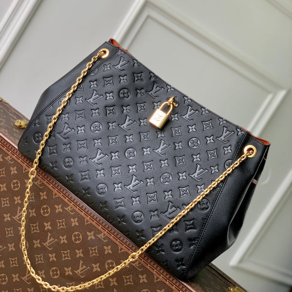 Anytime 42cm Tote Bag Black Gold Empreinte leather 250554