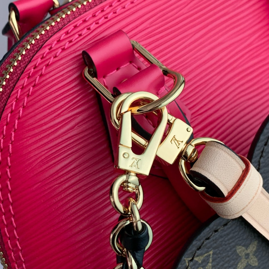 LV Alma Monogram Bag 19.5cm Rose Red Epi Leather 337570