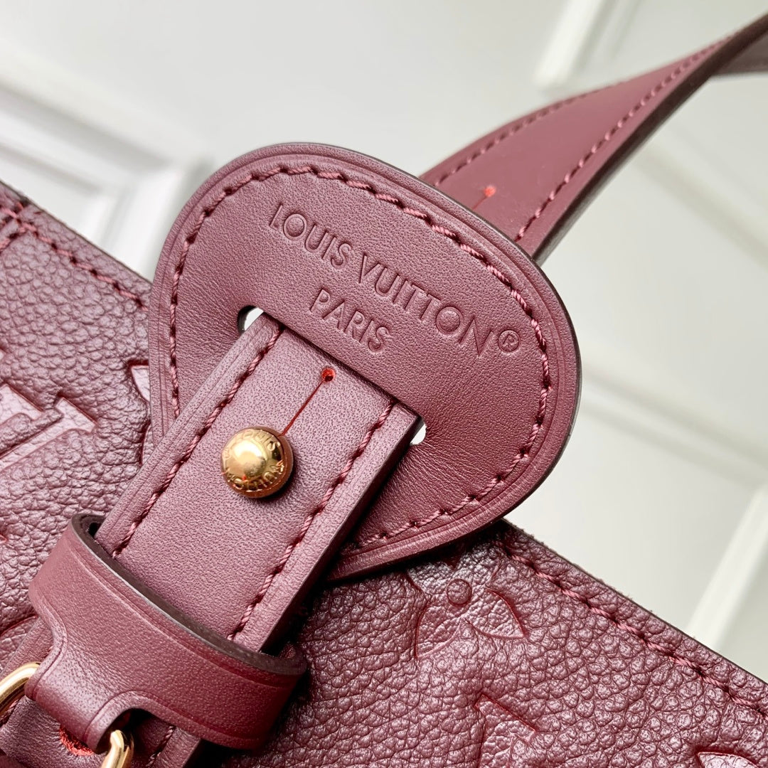LV 2025 Louis Vuitton All In One MM Bag 56cm Wine Red Monogram Empreinte Leather 343623