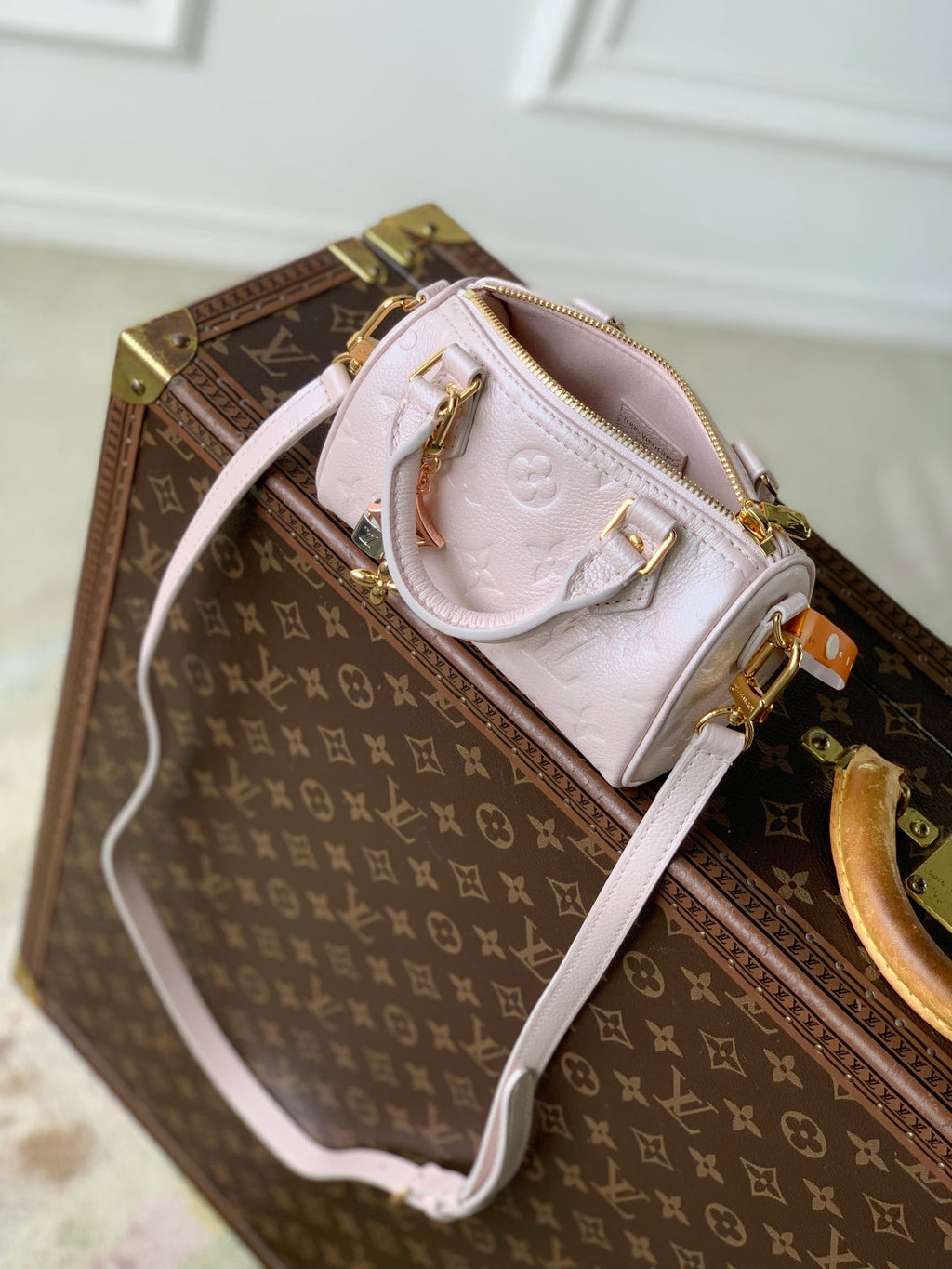 LV 2025 Nano Speedy Bag 16cm Pink Calfskin 346575
