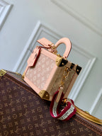 LV 2025 Petite Valise Box-Shaped Bag Beige Canvas Cowhide 346582