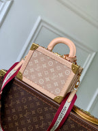 LV 2025 Petite Valise Box-Shaped Bag Beige Canvas Cowhide 346582