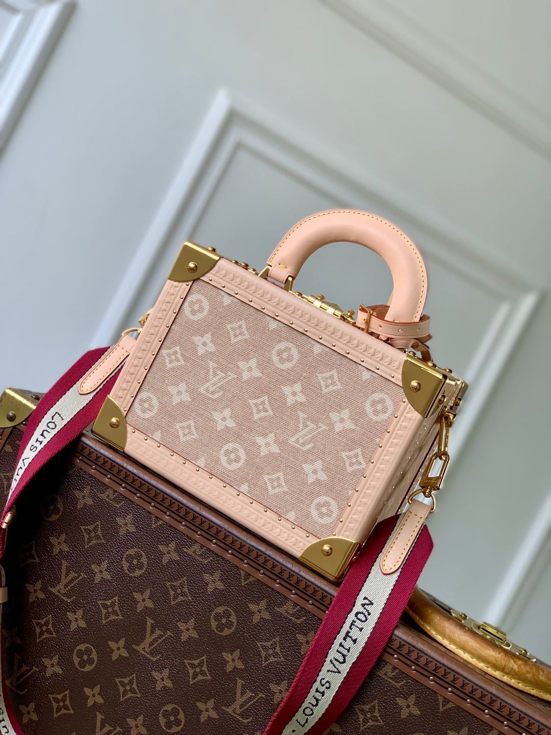 LV 2025 Petite Valise Box-Shaped Bag Beige Canvas Cowhide 346582