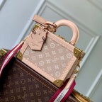 LV 2025 Petite Valise Box-Shaped Bag Beige Canvas Cowhide 346582