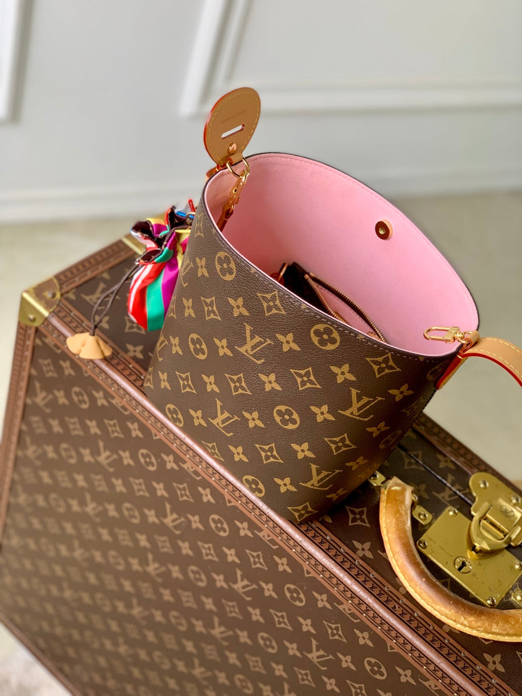 LV 2025 All In BB Bucket Bag 18cm Brown Beige Monogram Canvas