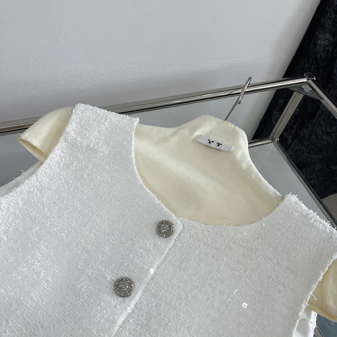 SEQUIN EMBELLISHED BLAZER IN WHITE 265872