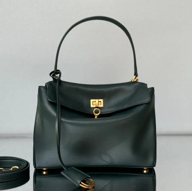 Balenciaga Small Bag 29 Dark Green Calfskin Gold Hardware